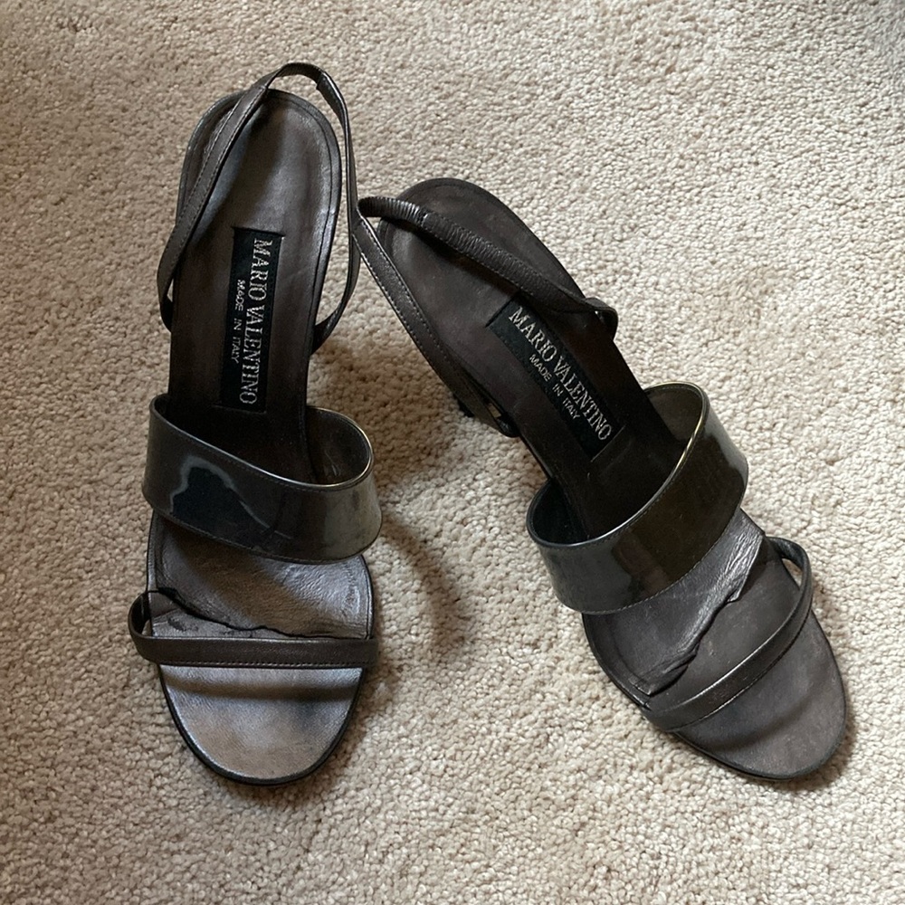 Mario Valentino Black Sandals with Low Block Heel